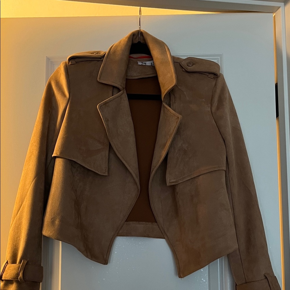 Women’s Nanette Lepore Brown Suede Cropped Trench Jacket